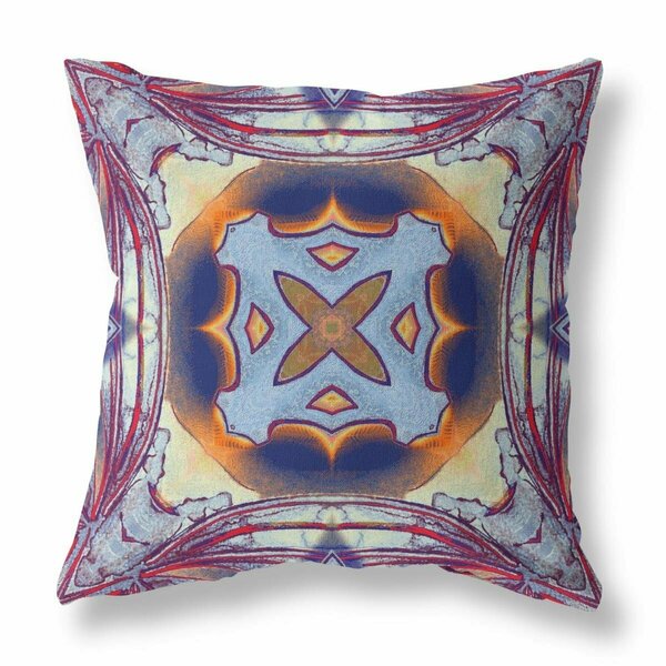 Homeroots 16 in. Indigo & Yellow Geo Tribal Indoor & Outdoor Throw Pillow Multi Color 411754